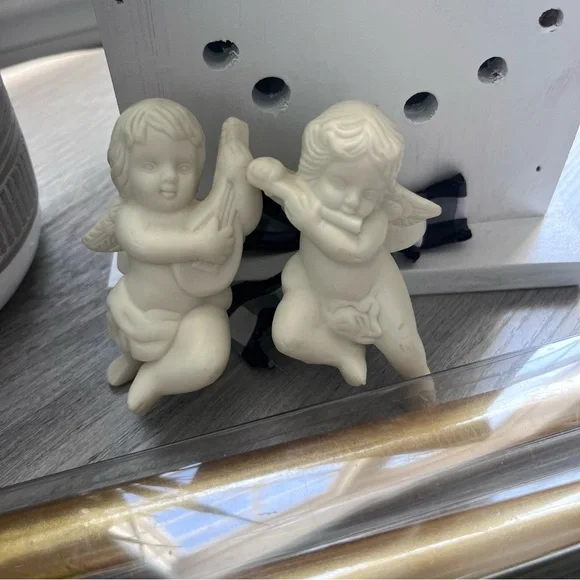 Vintage PartyLite Elegant Cherub Candle Huggers - White set of 2 - Picture 6 of 9